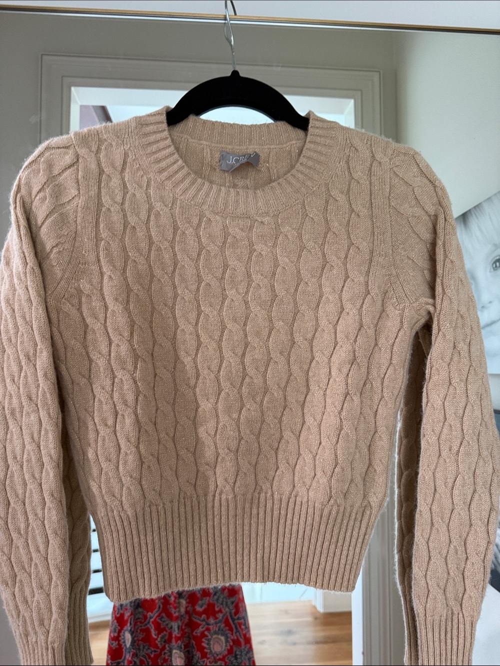 J. Crew Women's Cable-Knit Crewneck Sweater - beige gold